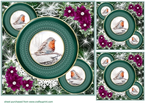 3 Green Winter forest animal card front/toppers 4