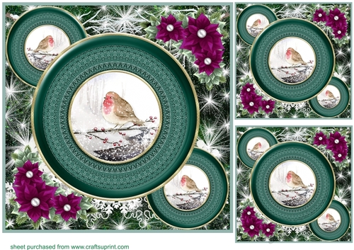 3 Green Winter forest animal card front/toppers 5