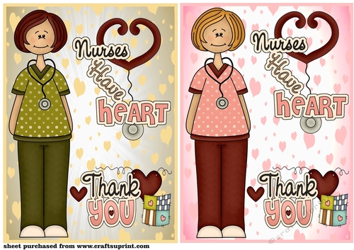 Gold and pink Thank you nurse card fronts