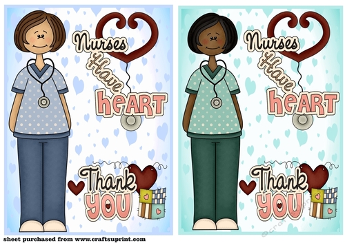 Blue and Green Thank you nurse card fronts