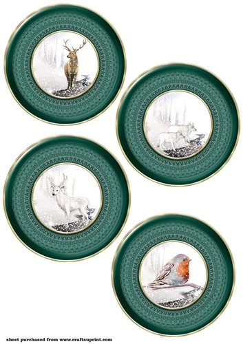 4 Green winter forest animal toppers 1