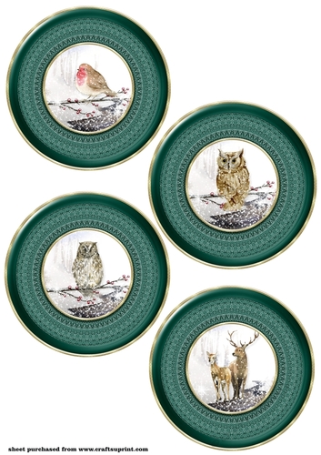 4 Green winter forest animal toppers 2