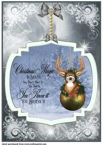 Large Christmas stag bauble topper with verse 2