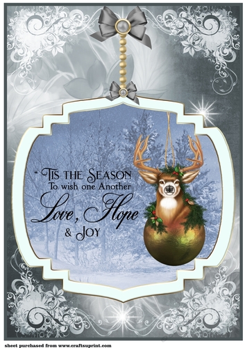 Large Christmas stag bauble topper with verse 3