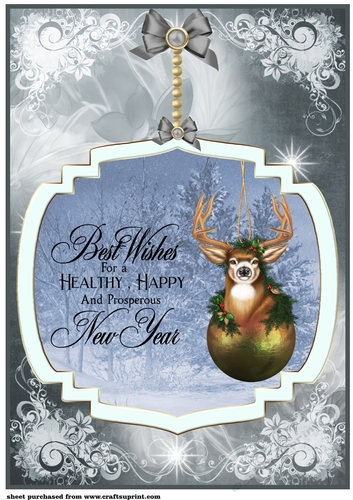 Large Christmas stag bauble topper with verse 4