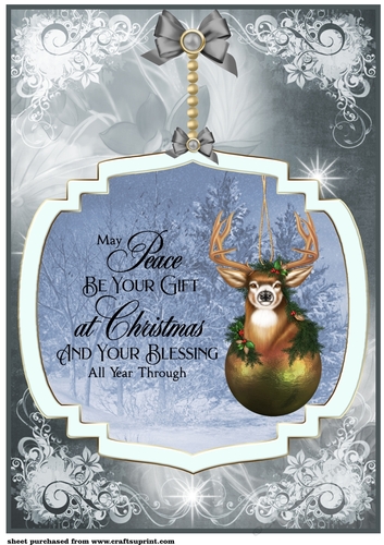 Large Christmas stag bauble topper with verse 5