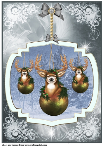 Large Christmas stag bauble topper  7