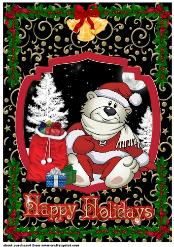 Large Happy Holidays bear topper