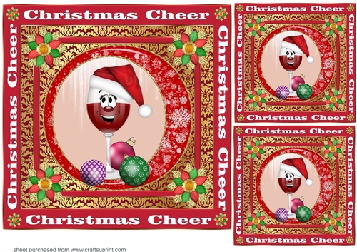 3 Christmas cheer card front/toppers 1