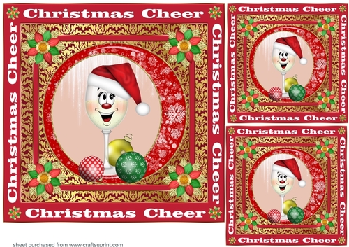 3 Christmas cheer card front/toppers 2