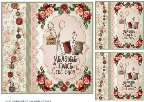 3 Measure twice cut once rose card front/toppers