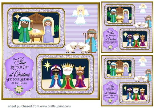 3 Christmas blessings card front/toppers 2