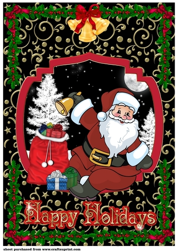 Large Happy Holidays Santa topper
