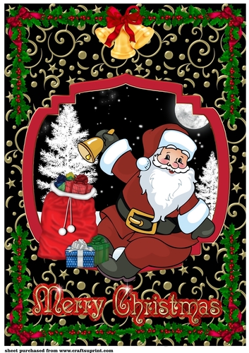 Large Merry Christmas Santa topper