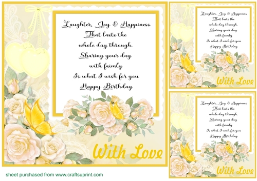3 Lemon rose verse card front/toppers 1