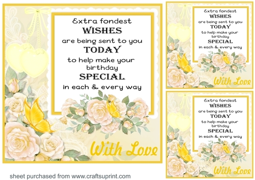 3 Lemon rose verse card front/toppers 2