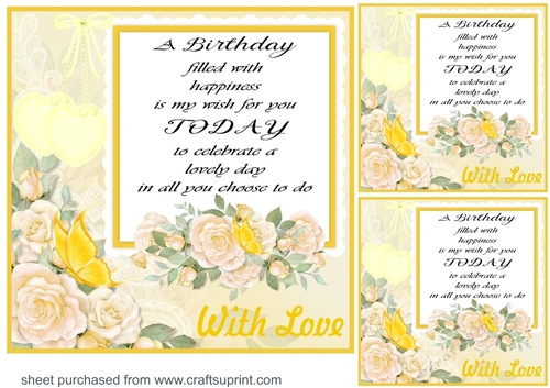 3 Lemon rose verse card front/toppers 3