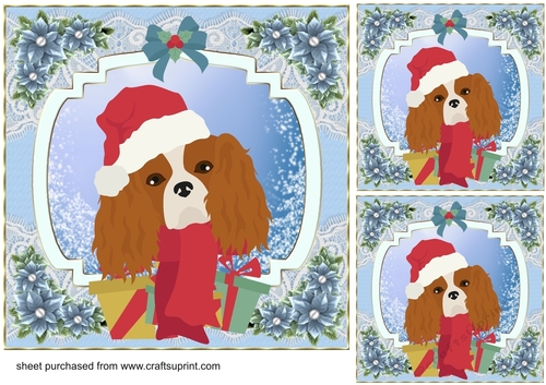 3 Blue Christmas pup card front/toppers 2