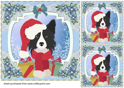 3 Blue Christmas pup card front/toppers 3