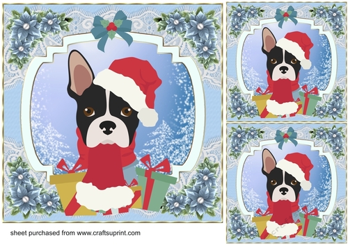 3 Blue Christmas pup card front/toppers 4
