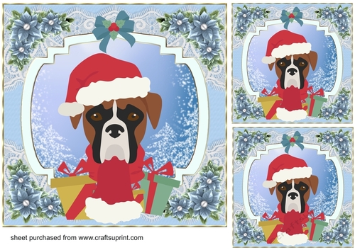 3 Blue Christmas pup card front/toppers 5