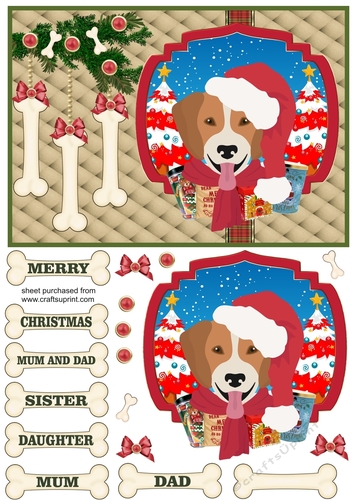 Beagle Christmas card front