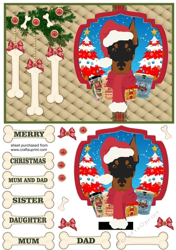 Doberman Christmas card front