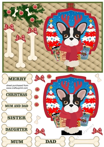 Frenchie Christmas card front