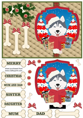 Husky Christmas card front
