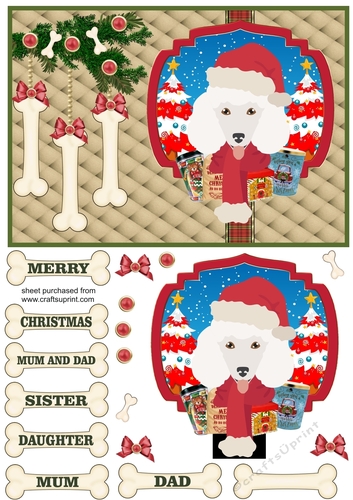 Poodle Christmas card front