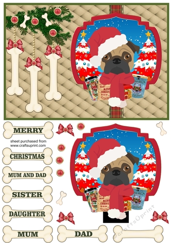 Pug Christmas card front