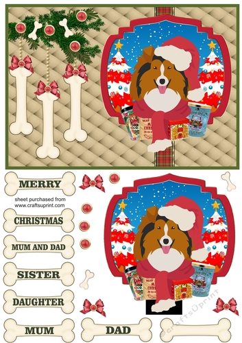 Rough Collie Christmas card front