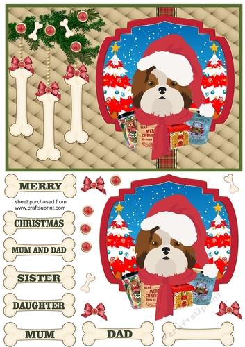 Shih tzu Christmas card front