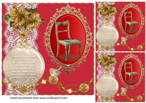 3 Red Christmas in Heaven card front/toppers