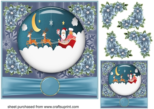 Blue Christmas scene card front 3