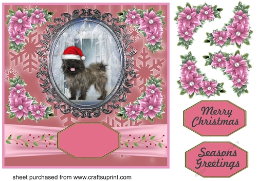 Pink Christmas pup card front 5