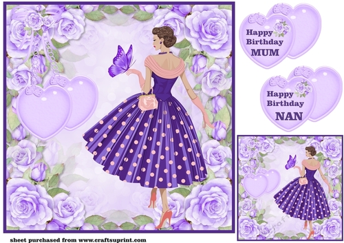 Purple floral Mum/Nan Birthday card front