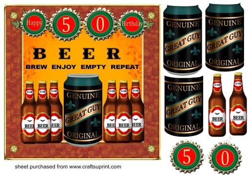 50th Birthday beers card front