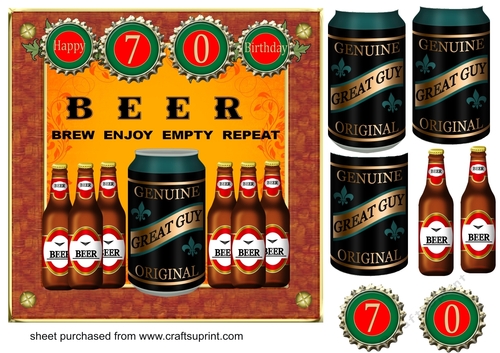 70th Birthday beers card front
