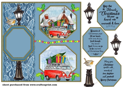 Blue Home for Christmas card front 2