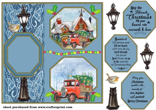 Blue Home for Christmas card front 3
