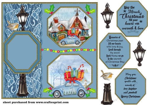 Blue Home for Christmas card front 4