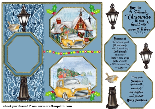 Blue Home for Christmas card front 5