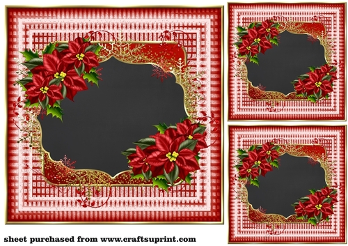3 Poinsettia chalkboard framed card front/toppers(blanks)