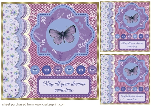 3 May all your dreams come true card front/toppers