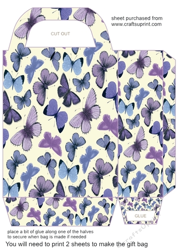 Lavender butterflies gift bag