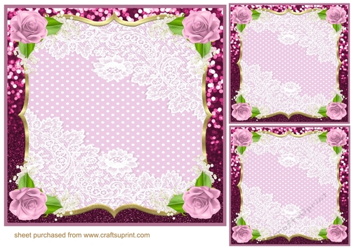 3 Maroon floral card front/topper blanks