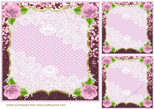 3 Pink floral card front/topper blanks