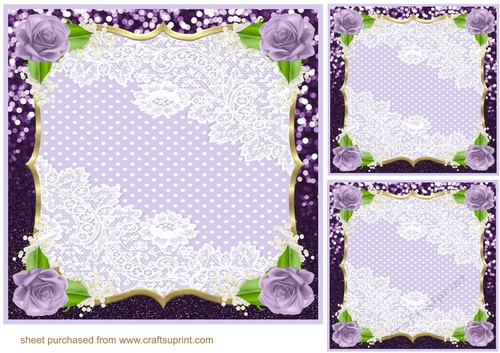 3 Purple floral card front/topper blanks