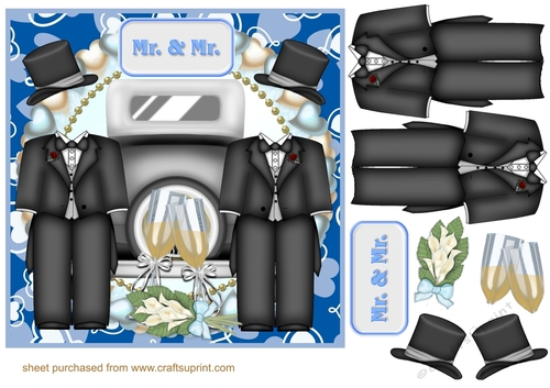 Mr and Mr Wedding hearts card front